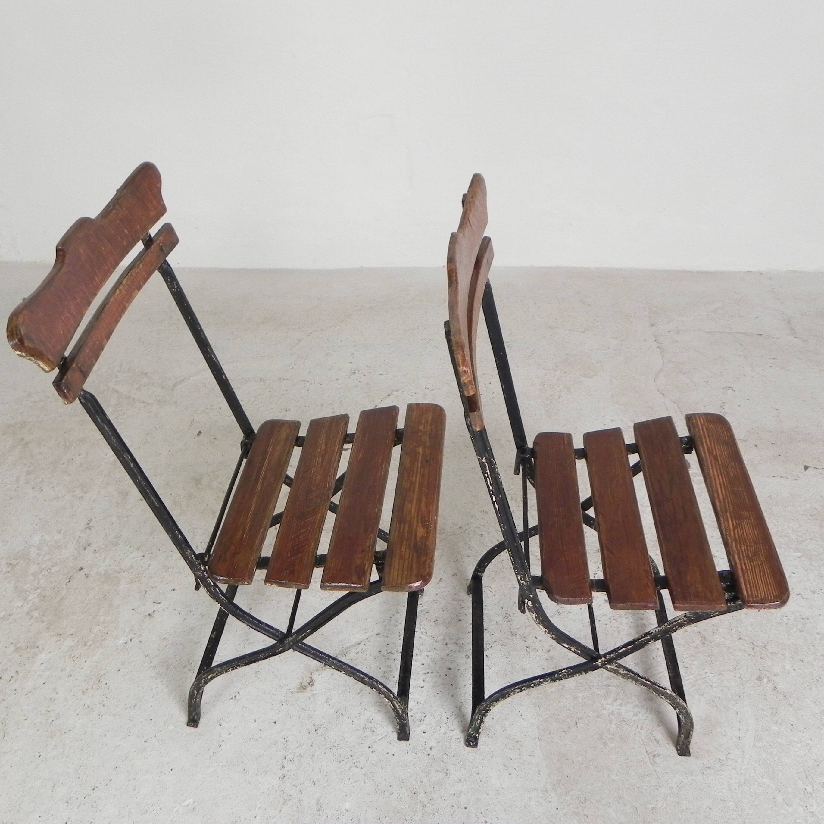 Set of 2 folding chairs, garden chairs, 1930s