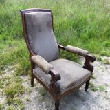 Voltaire wooden armchair in mahogany wood