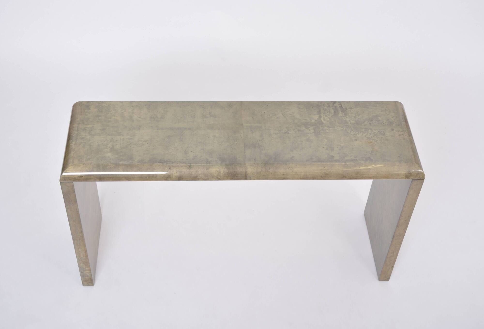 Mid-Century Modern Console Table Made of Laquered Goat Skin by Aldo Tura