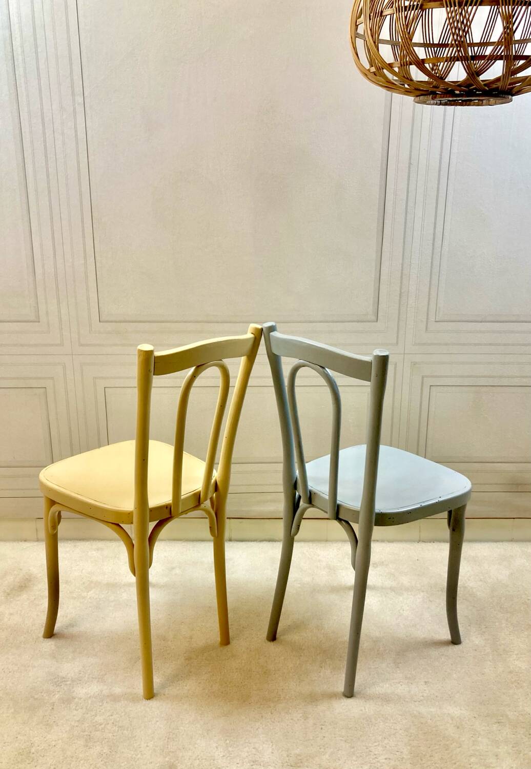 Vintage Thonet bistro chairs – pastel colours