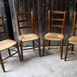 Série de 4 chaises paillées