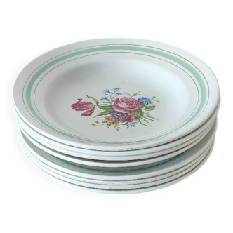 Set of eight Lunéville plates