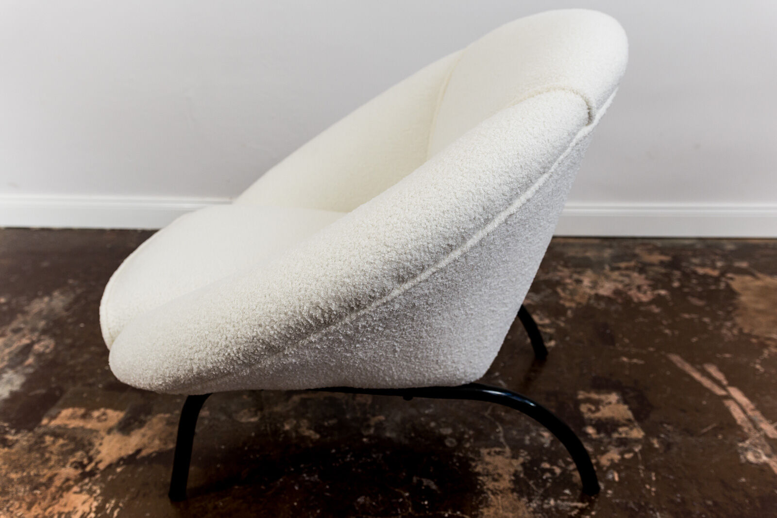 Mid century white boucle armchair 1950's