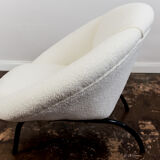 Mid century white boucle armchair 1950's