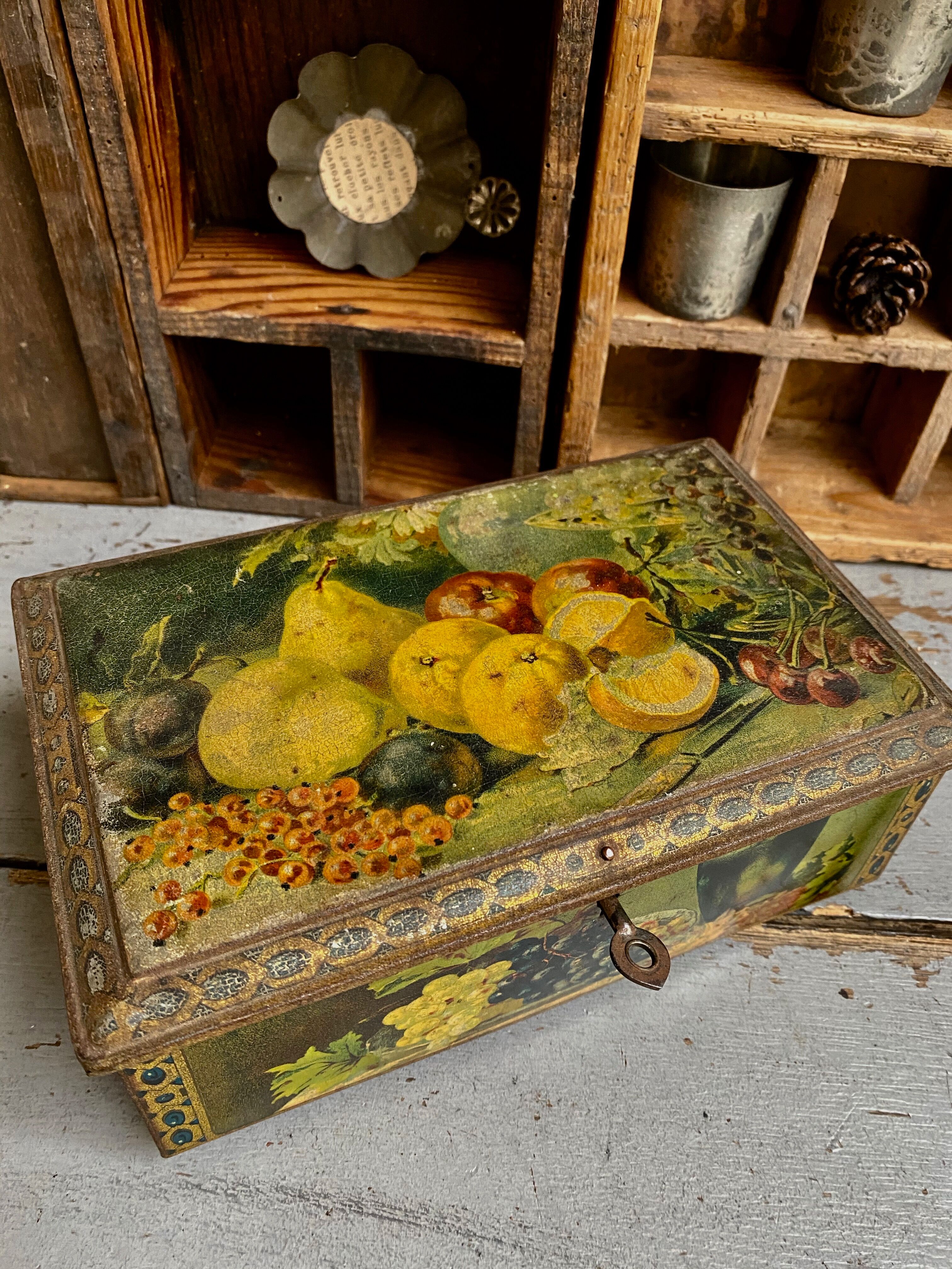Old lithographed metal box
