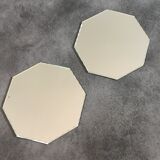Pair of old underneath bottle tray hexagonal shape mirror 18 cm