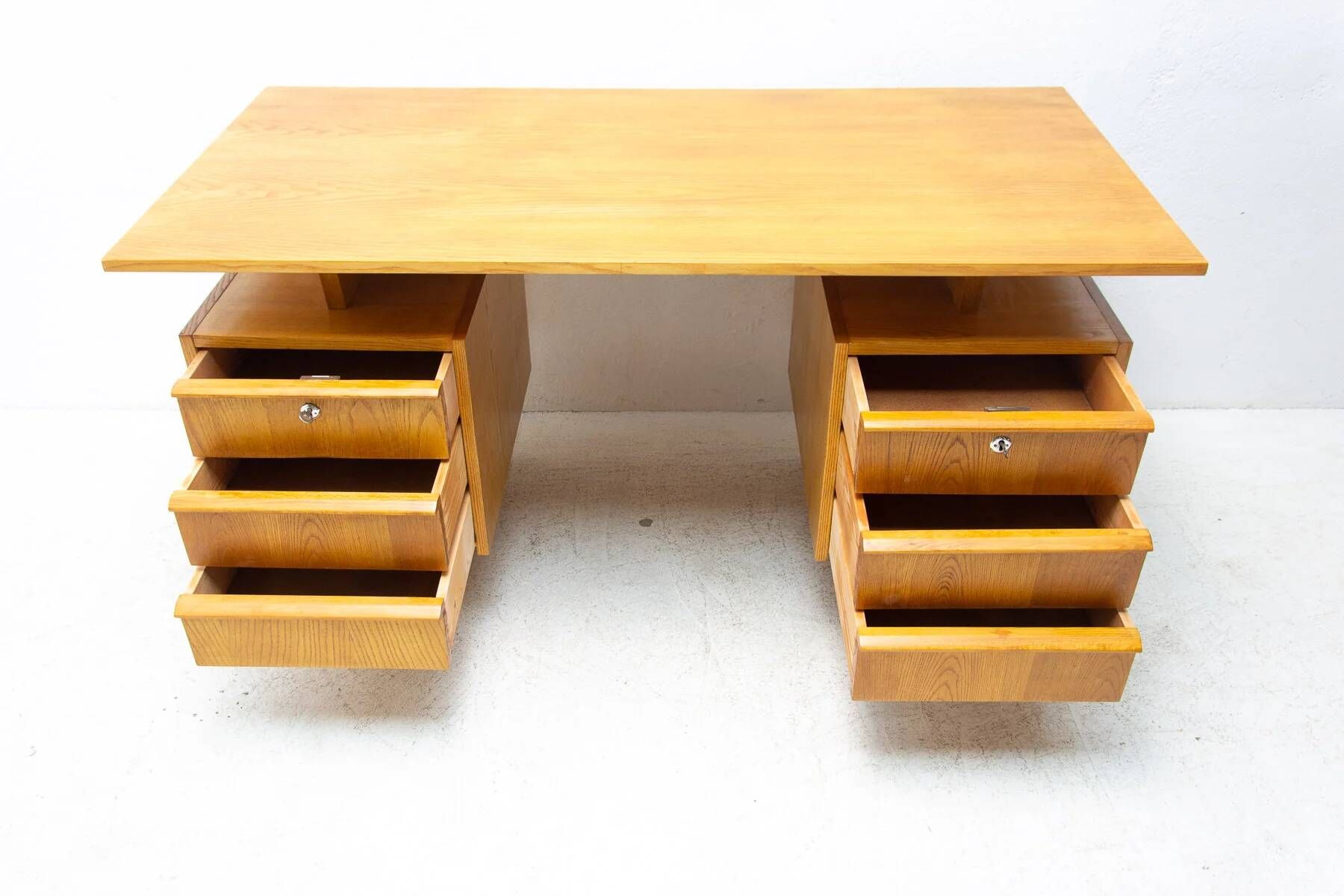Writing desk, mid-century beechwood, 1970s, Czechoslovakia