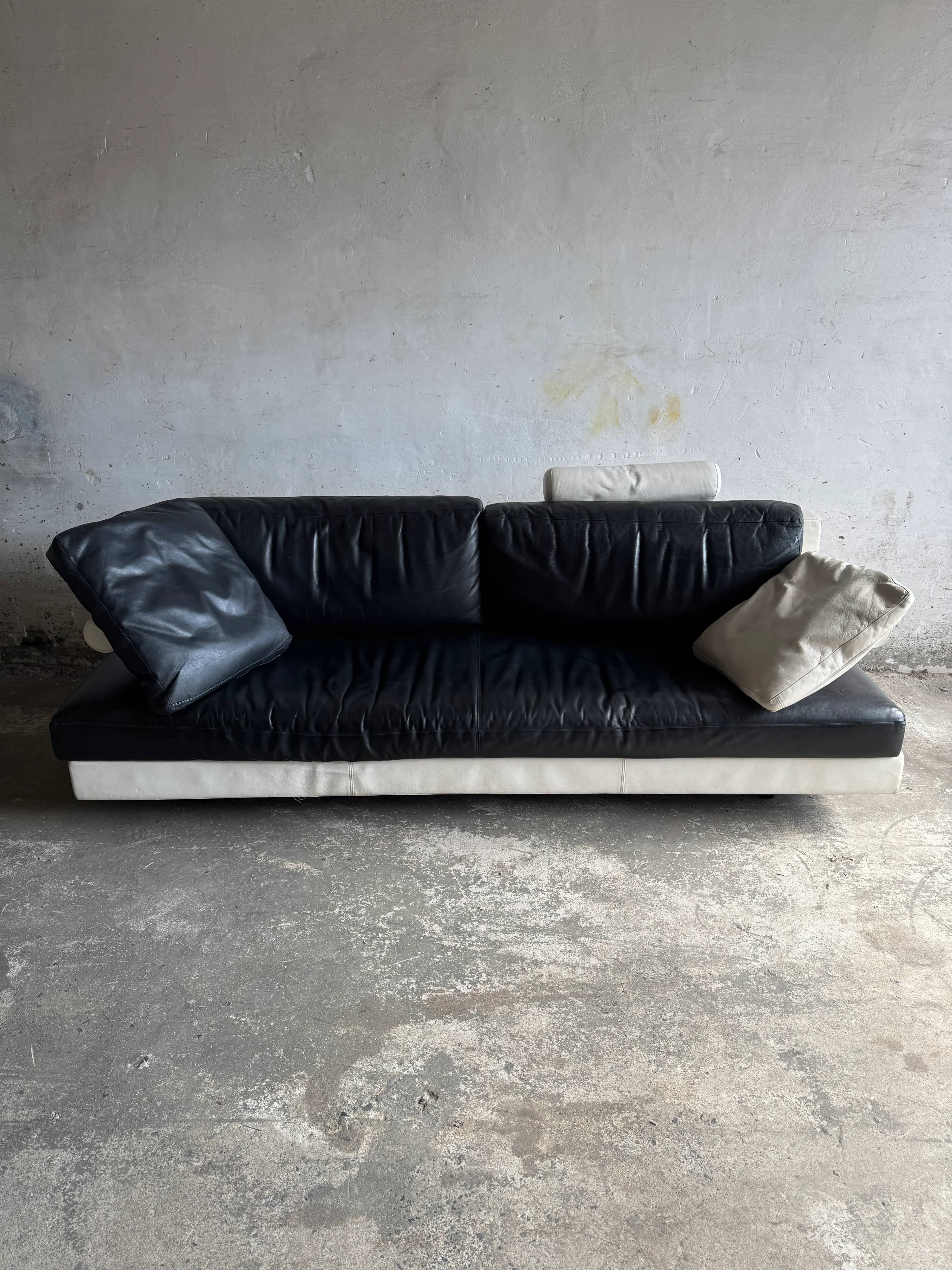 BnB Italia black and white leather sofa – 2-seater module