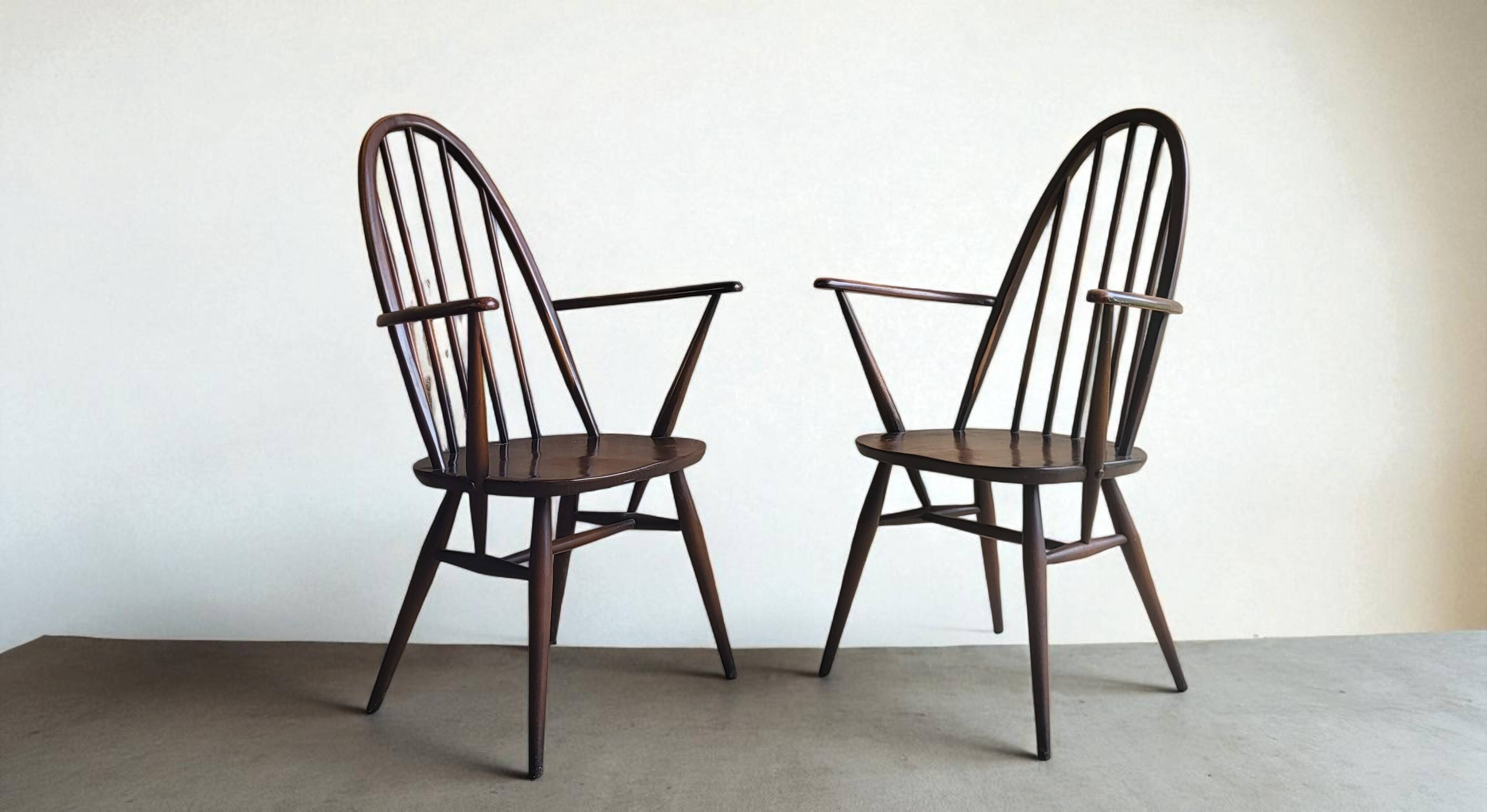 6 Quaker Windsor chairs / armchairs, Ercol 1950s