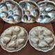 Set of 5 metal oyster plates