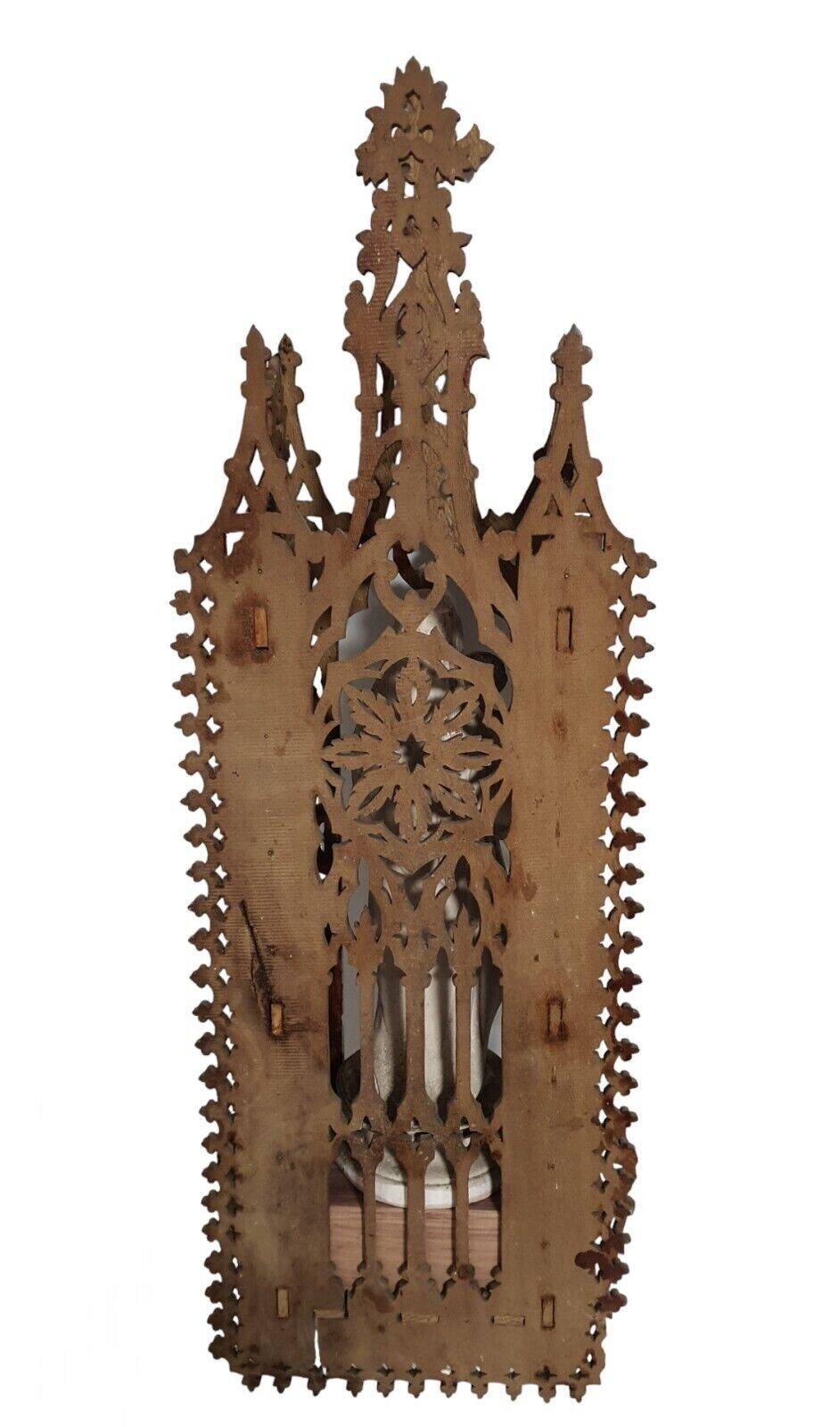 Carved wooden altar chapel shape with virgin al child h 58 cm religion