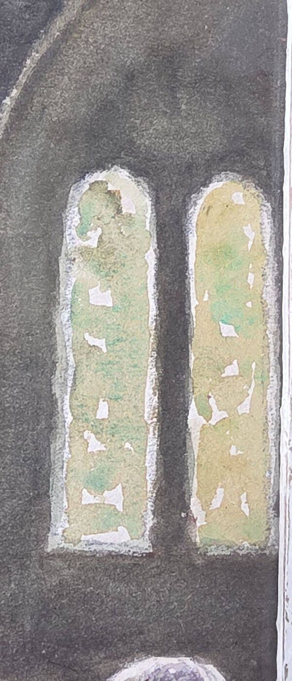 Claude HOUAL - Aquarelle N°26 A L'église Vers 1950