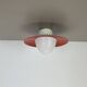 Applique murale ronde rouge en métal et verre opalin de style Stilnovo, 20 cm, Italie, années 1960