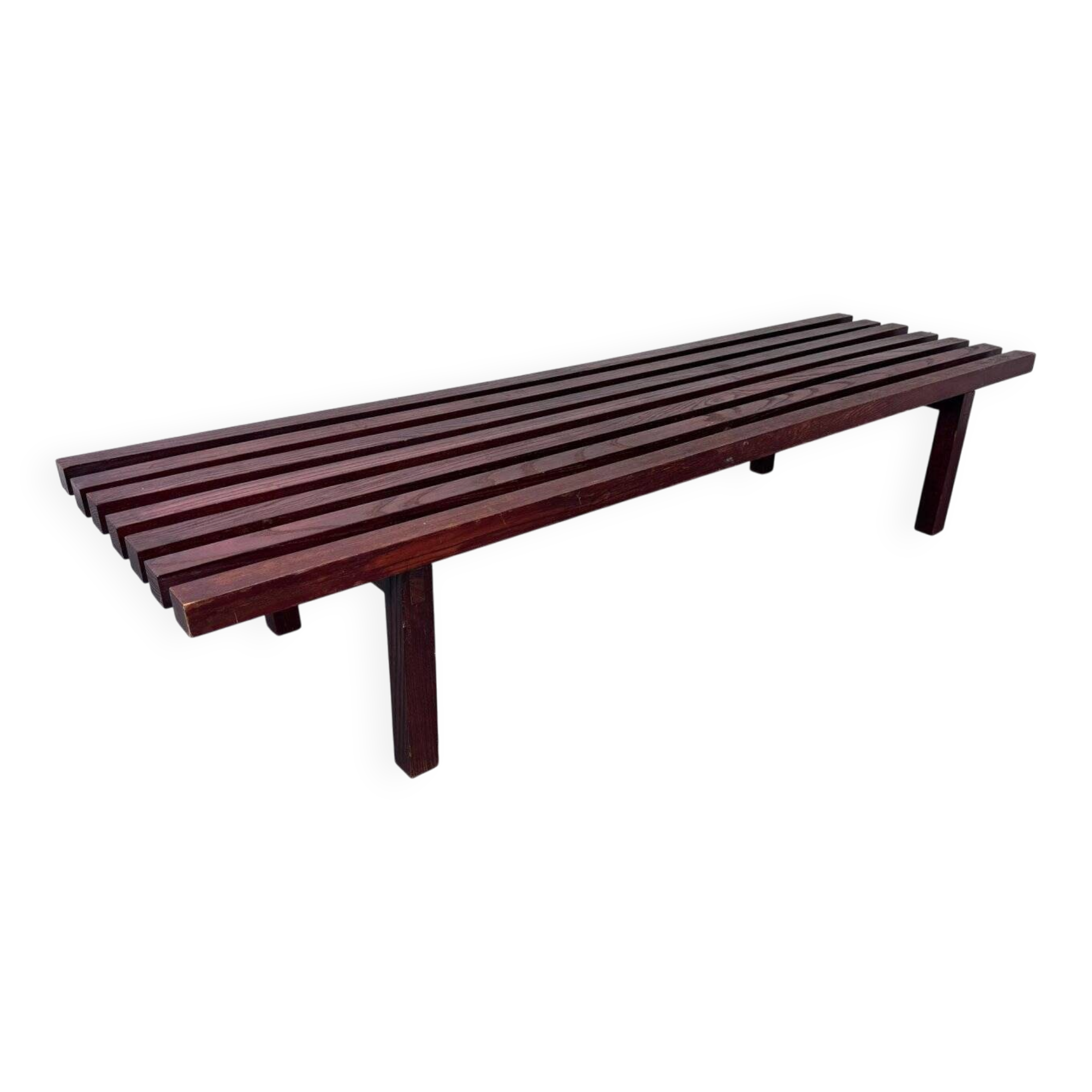 Mid-century modernist wooden wenge slat bench coffee table by Gijs Bakker for Castelijn, 1970s