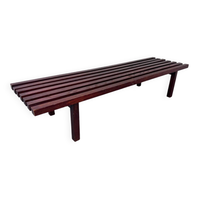 Banc table basse en lattes de wengé en bois moderniste du milieu du siècle par Gijs Bakker pour Castelijn, années 1970.