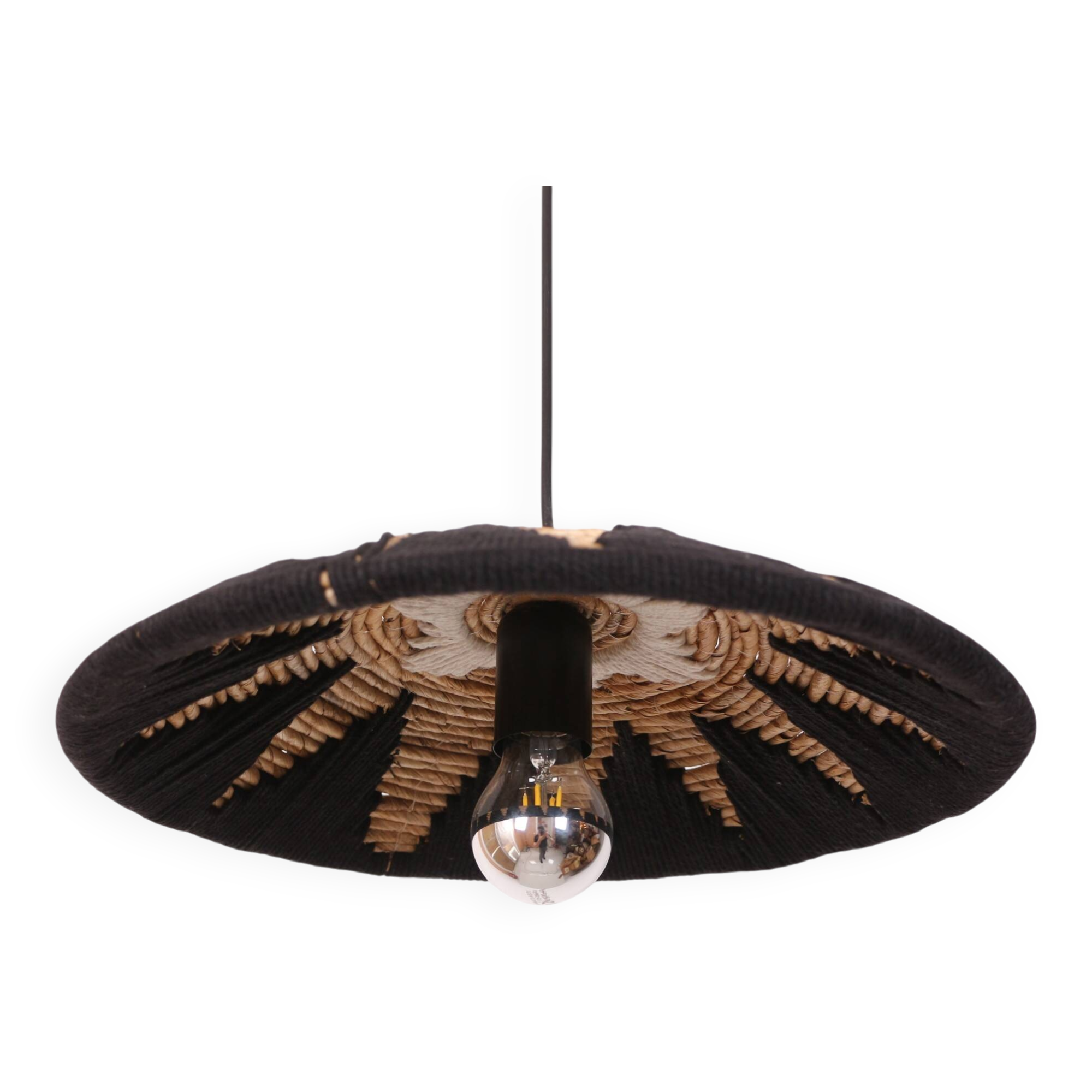 Natural Abaca Lighting 40 cm, Wicker Pendant Light, Light Fixture