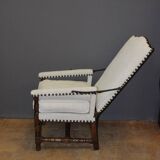 Fauteuil à crémaillère d'époque Louis XIV en noyer