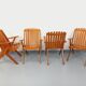 Set of 4 vintage garden chairs made of beech wood from the 1960s.