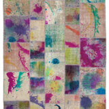 Tapis de patchwork turc surteint fait à la main 205 cm x 302 cm