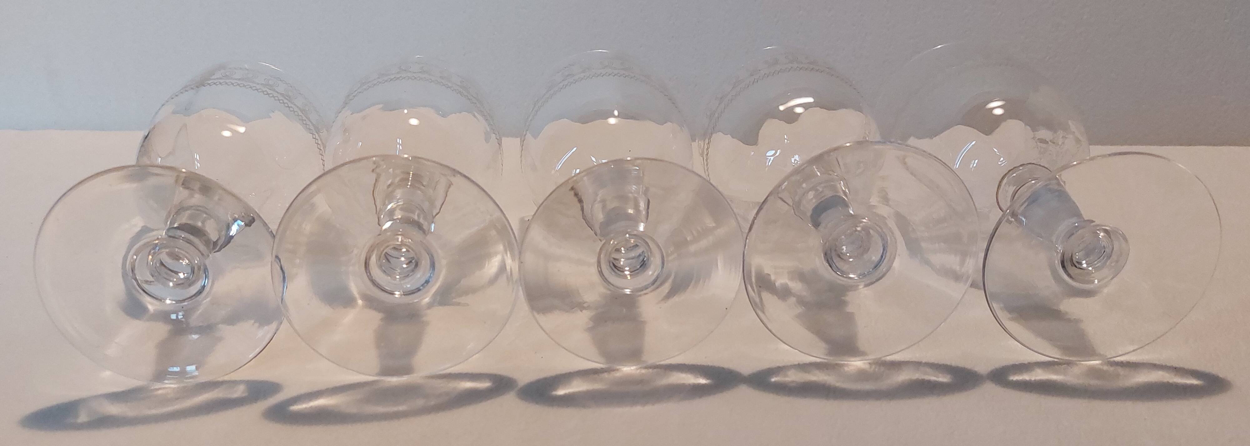 5 Blown Crystal Glasses