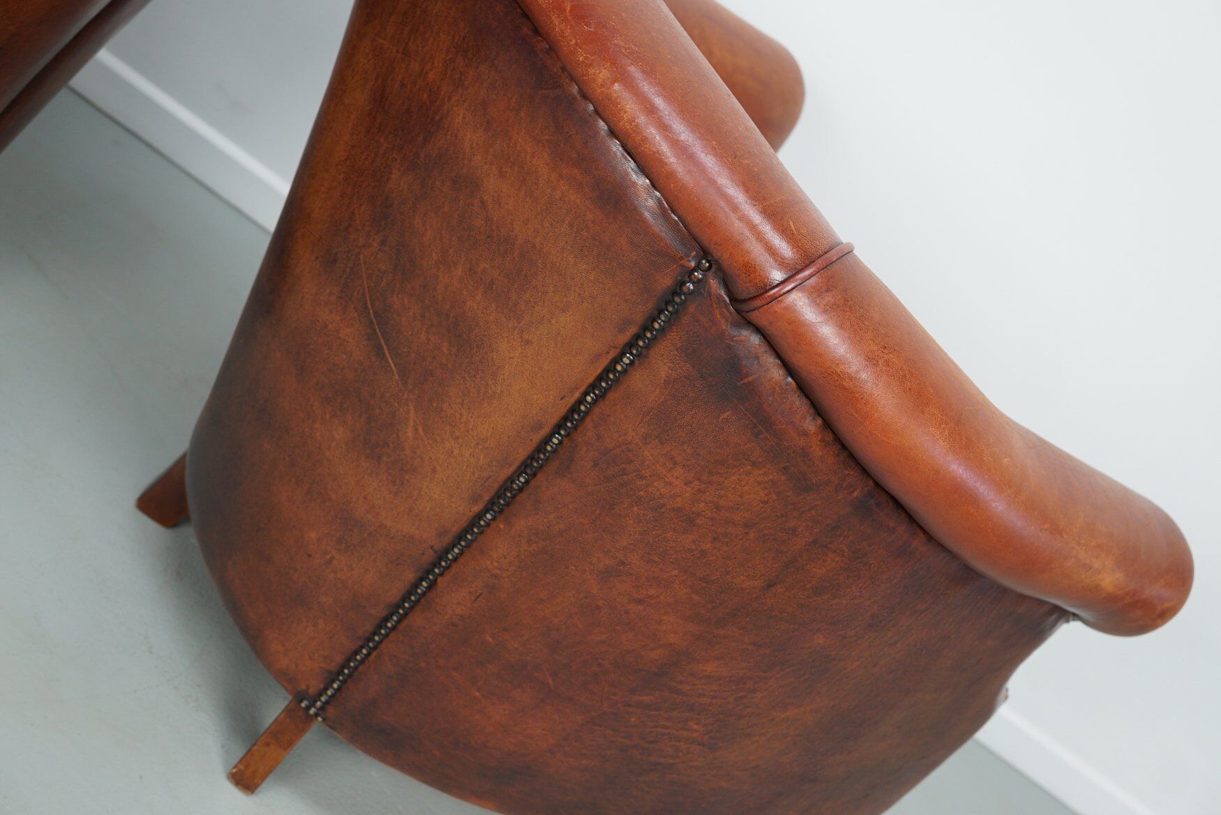 Vintage Dutch cognac leather club chair, 1970s, set of 2