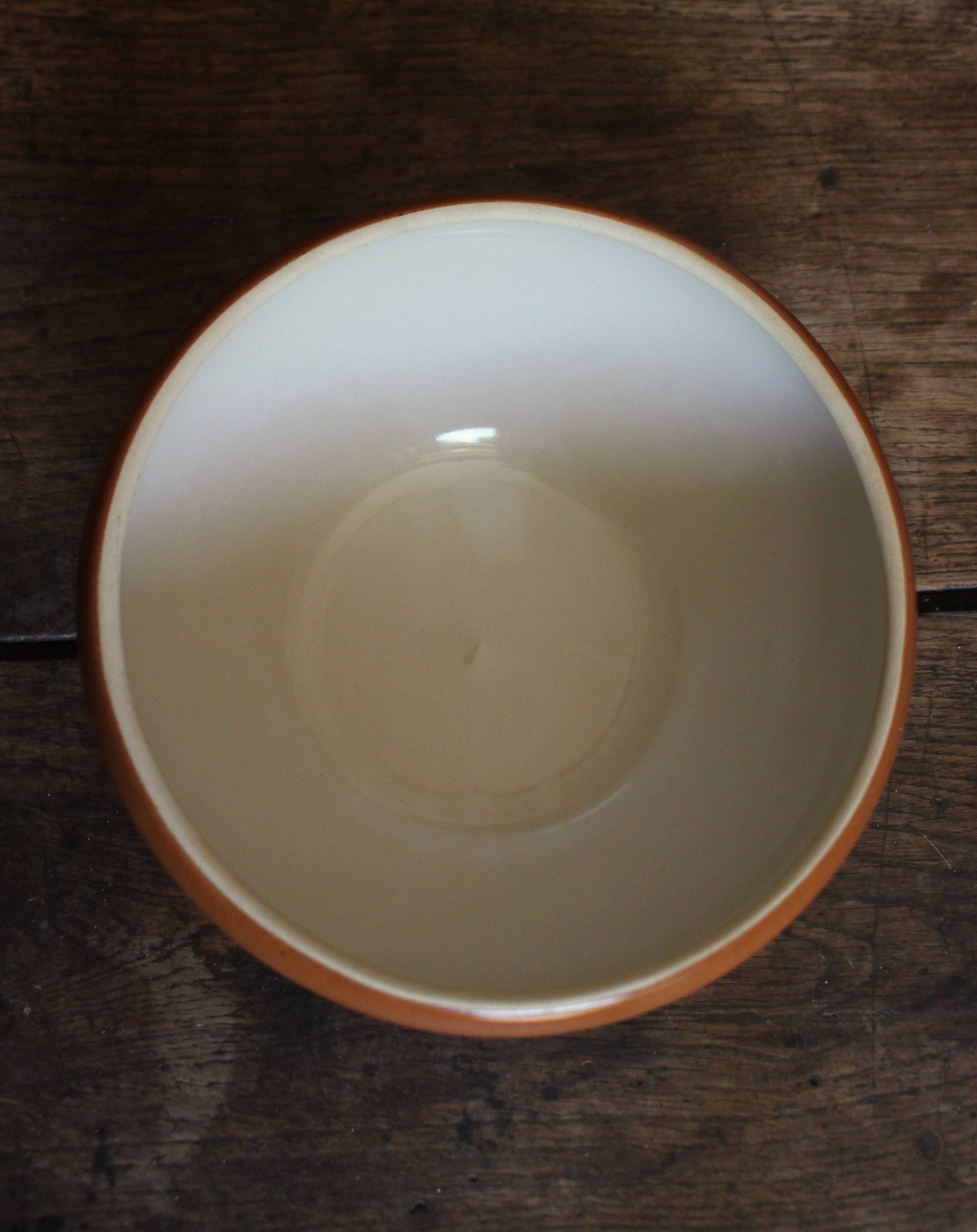 Vintage two-tone Digoin stoneware salad bowl