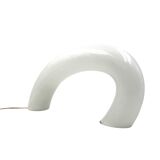 Lampe sculpturale en verre de Murano blanc, Barbini Italie 1970