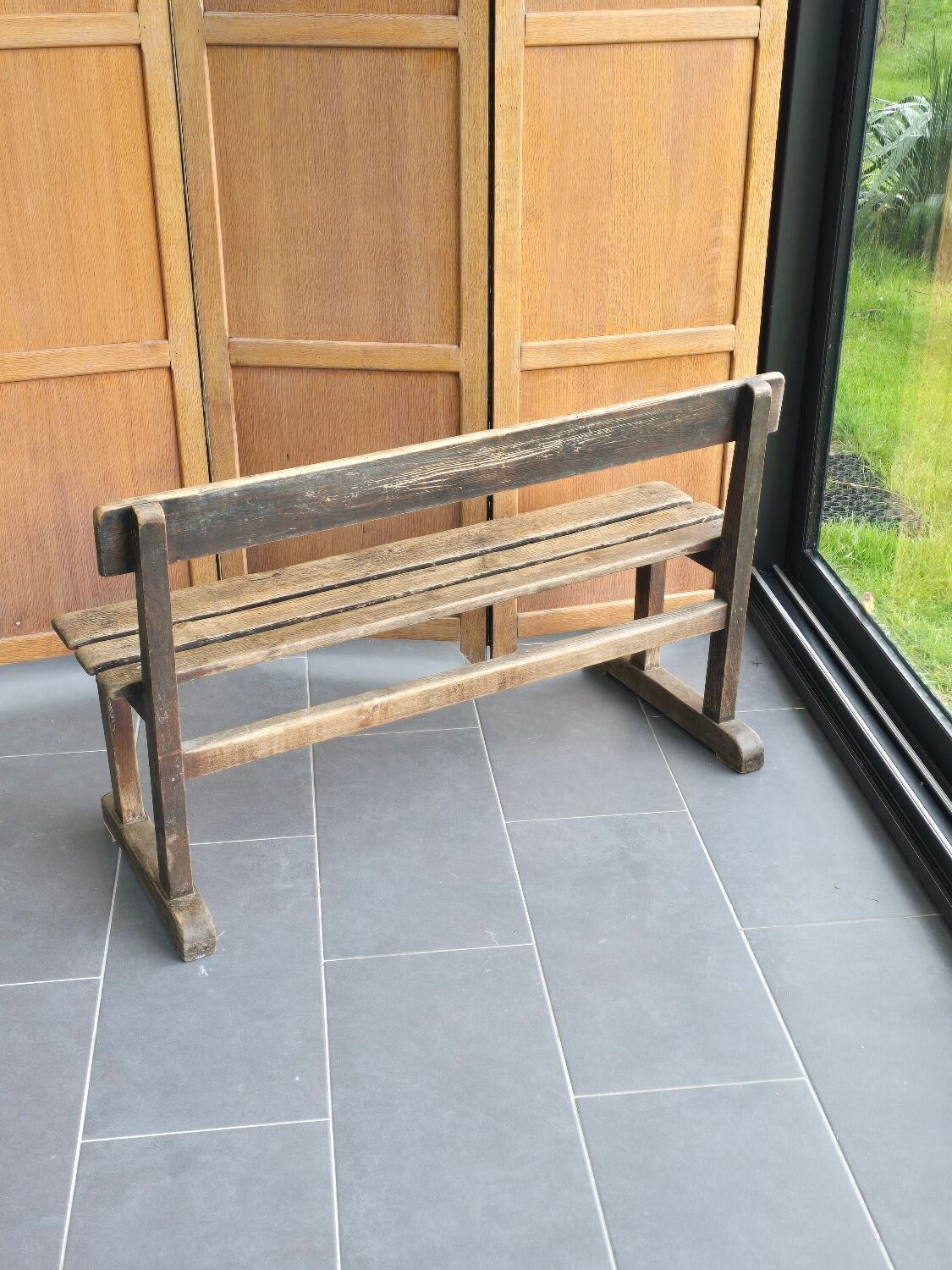Old oak school bench