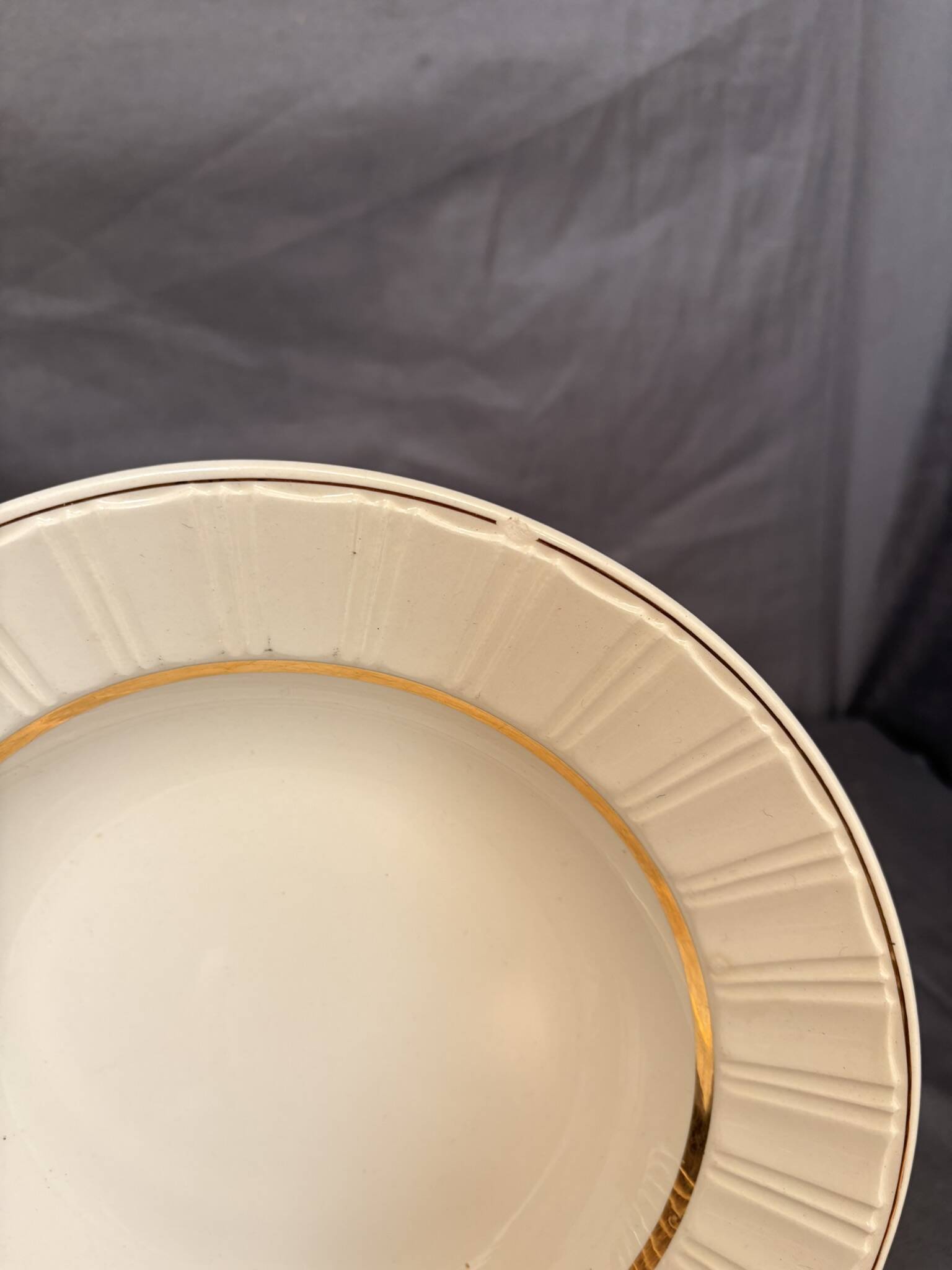 Ancien 10x Assiette Creuse Villeroy Boch Beige Doré Mettlach France Saar Ec