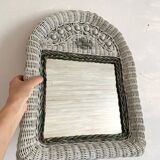 Vintage woven rattan mirror
