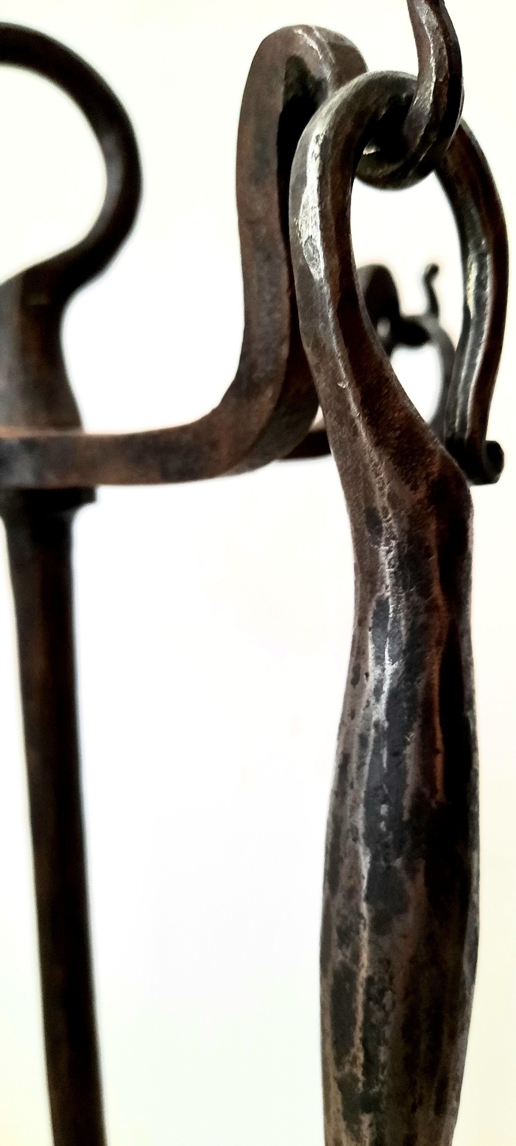 Brutalist fireplace kit in vintage wrought iron from the 60s / 70s