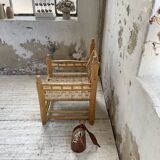 Moroccan wooden and rope armchair