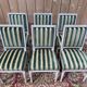 Set of 6 Louis XVI style chairs – Painted wood & striped velvet