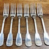 6 Ercuis Filet Chinon table forks in silver metal