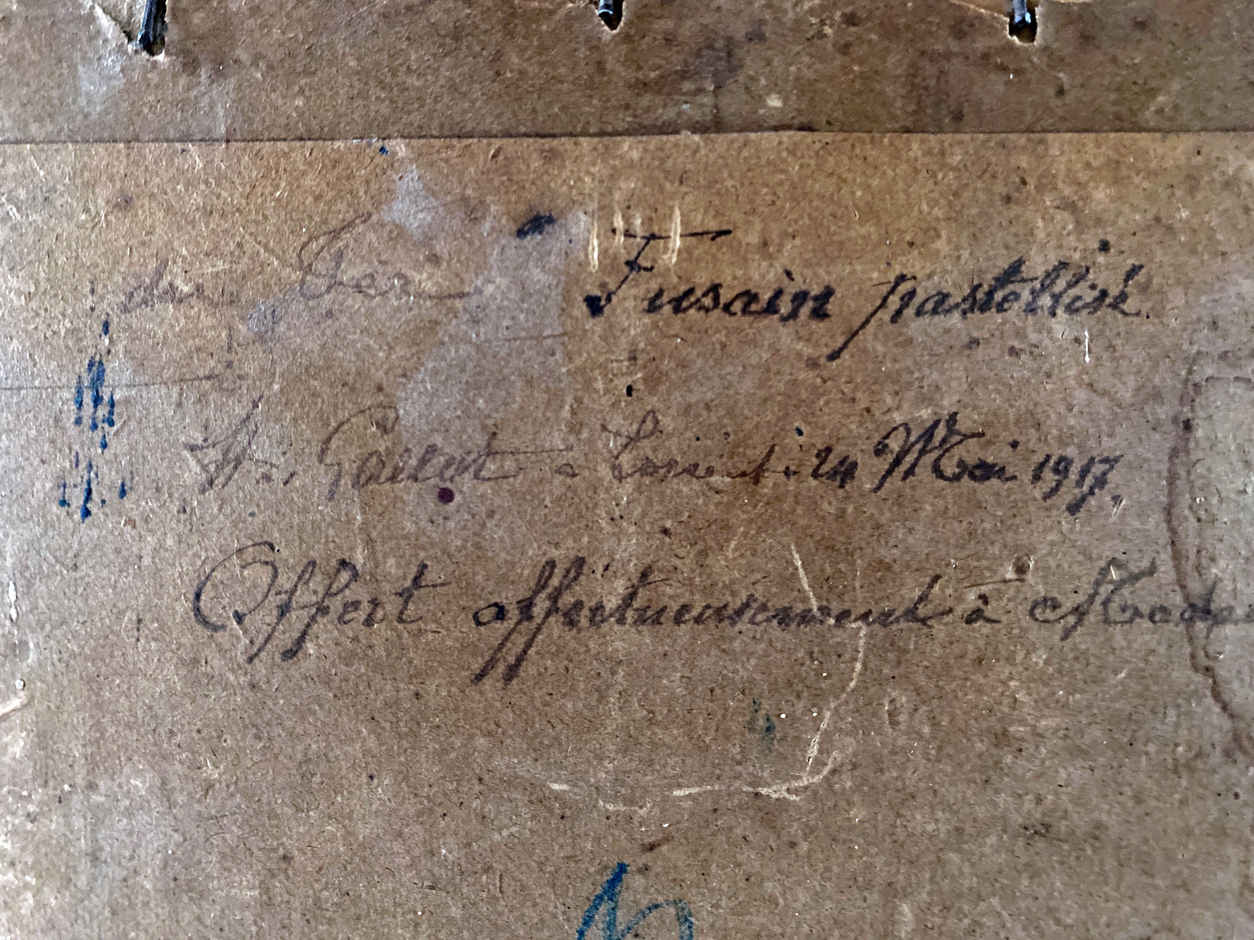 Pastel painting "Vallée du Cer" landscape signed H. Gallert 1917 and frame.