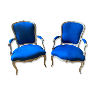 Pair of vintage Louis XV style armchairs
