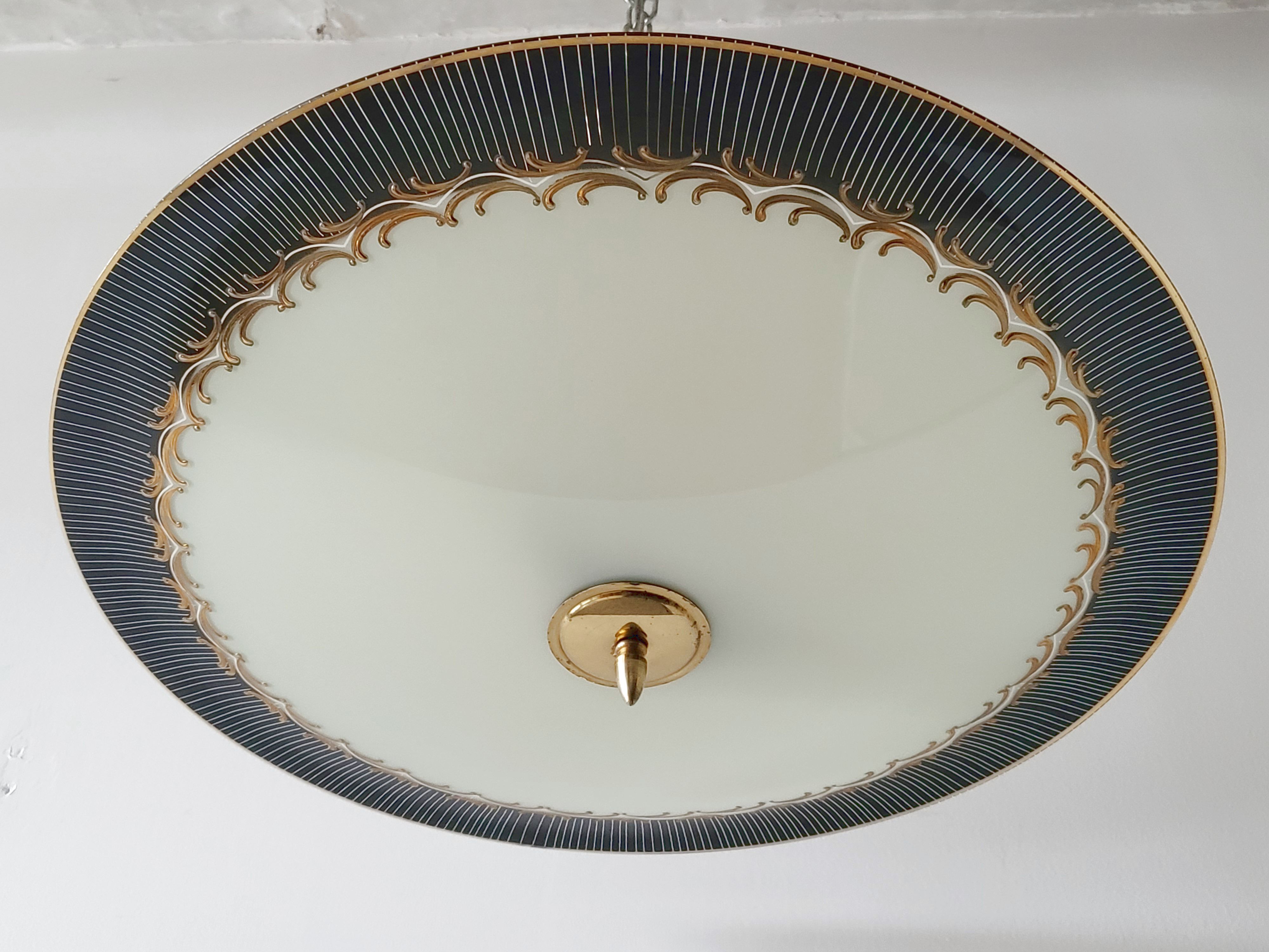 Vintage palette chandelier 1950 glass & brass