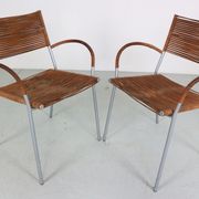 Set of 2 leather Mis B2 RVS armchairs by Tito Agnoli  for Pierantonio Bonacina