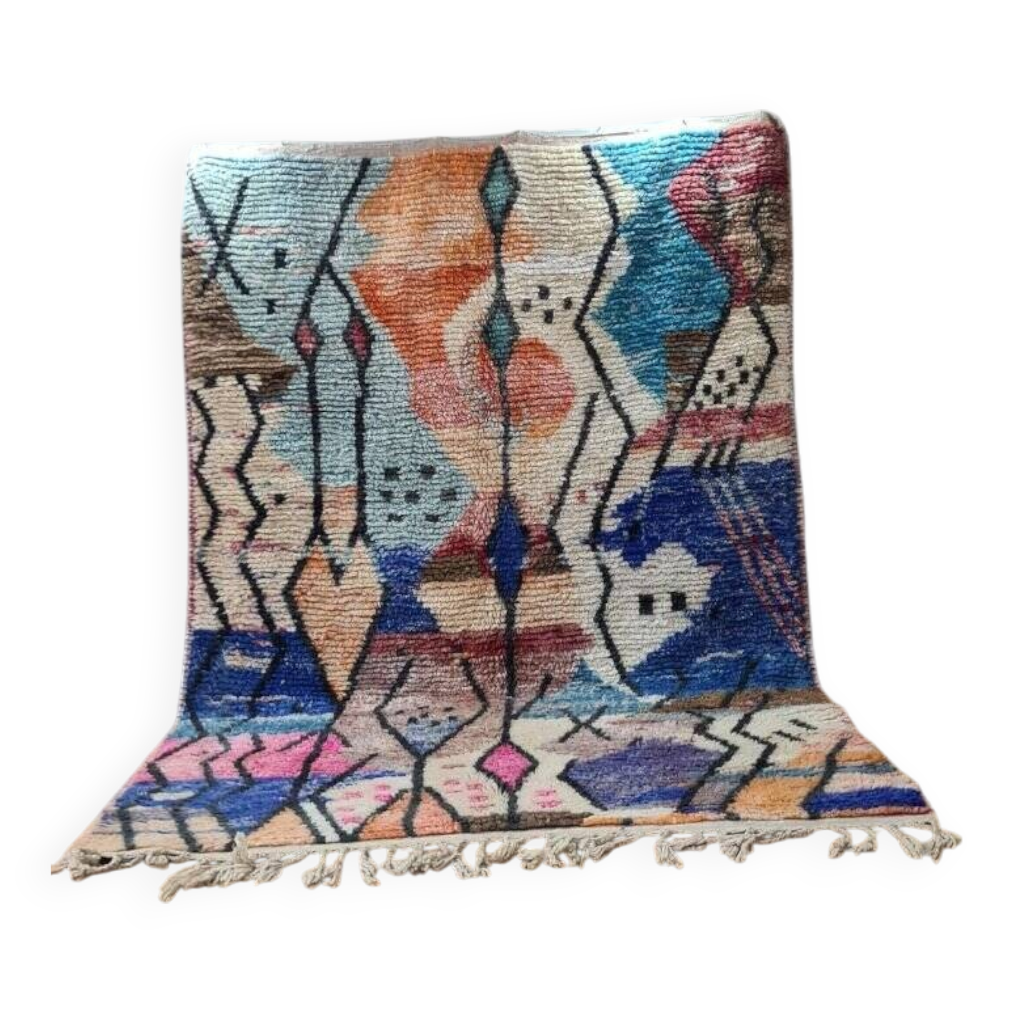 Authentic moroccan boujaad rug vintage handmade wool 300x200 cm