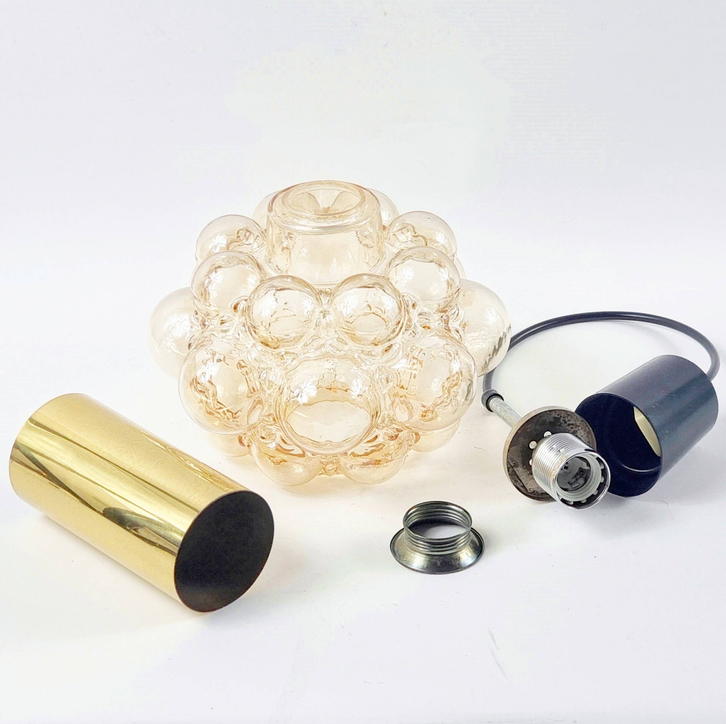 Mid-Century Modern Amber Bubble Glass Ceiling Light by Helena Tynell for Limburg, Germany, 1970s
