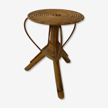 Table d’appoint en rotin et en bambou, vers les années 1970