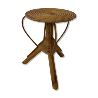 Table d’appoint en rotin et en bambou, vers les années 1970