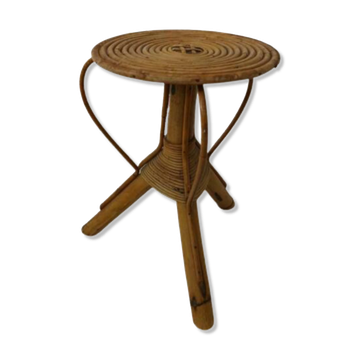 Table d’appoint en rotin et en bambou, vers les années 1970