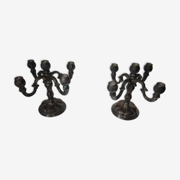 pair of silver metal candlesticks