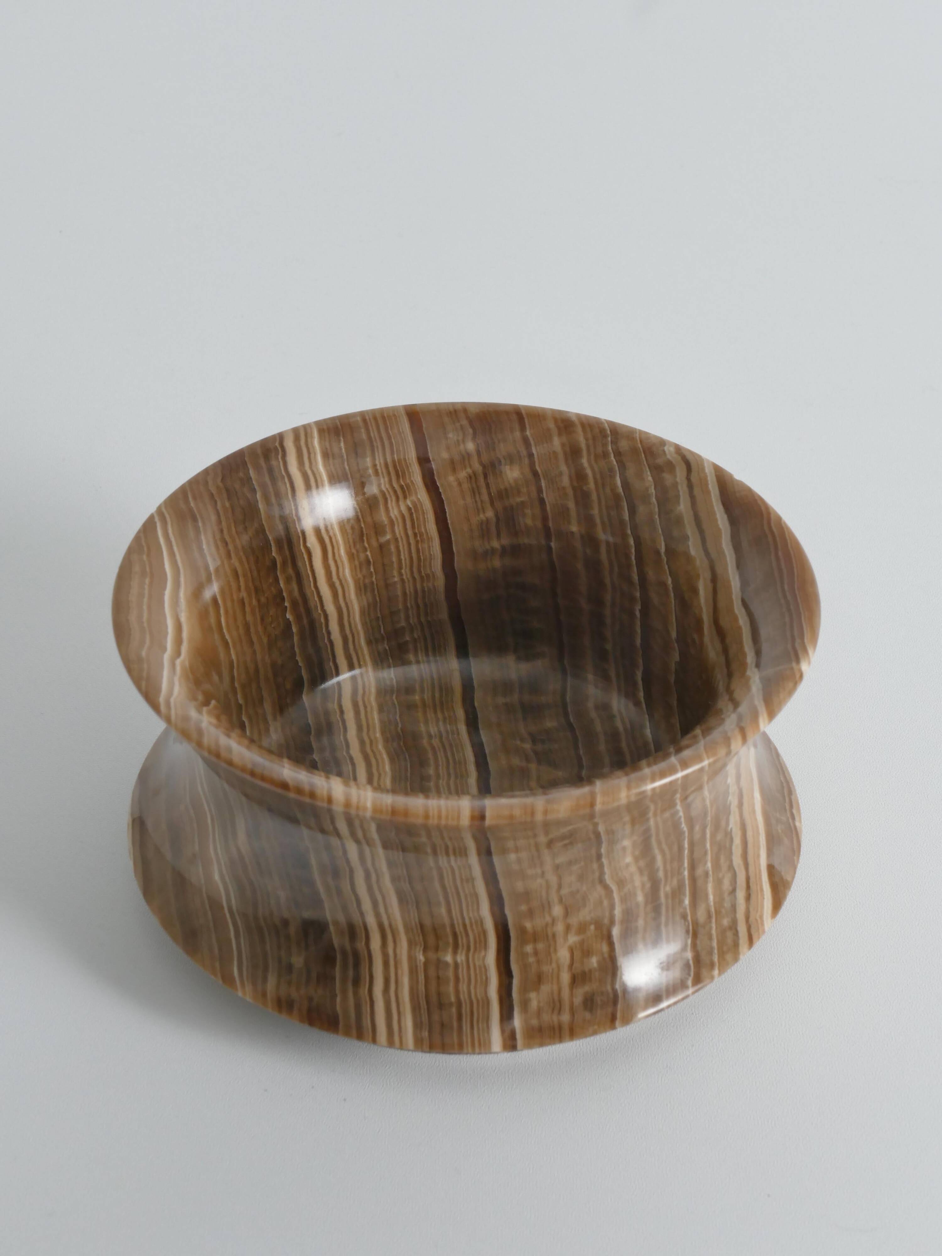 Hand Turned Brown Onyx Bowl, Greece, 1970s