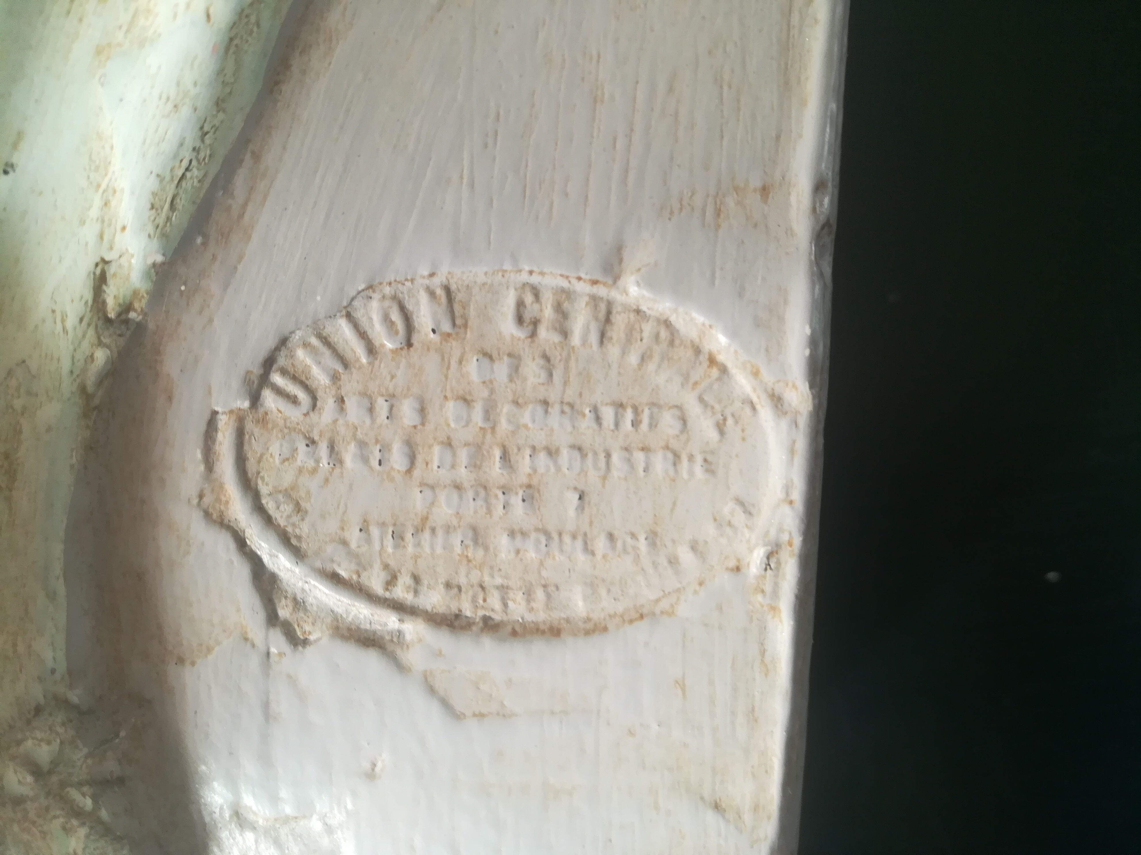 Patinated plaster wall cariatide console