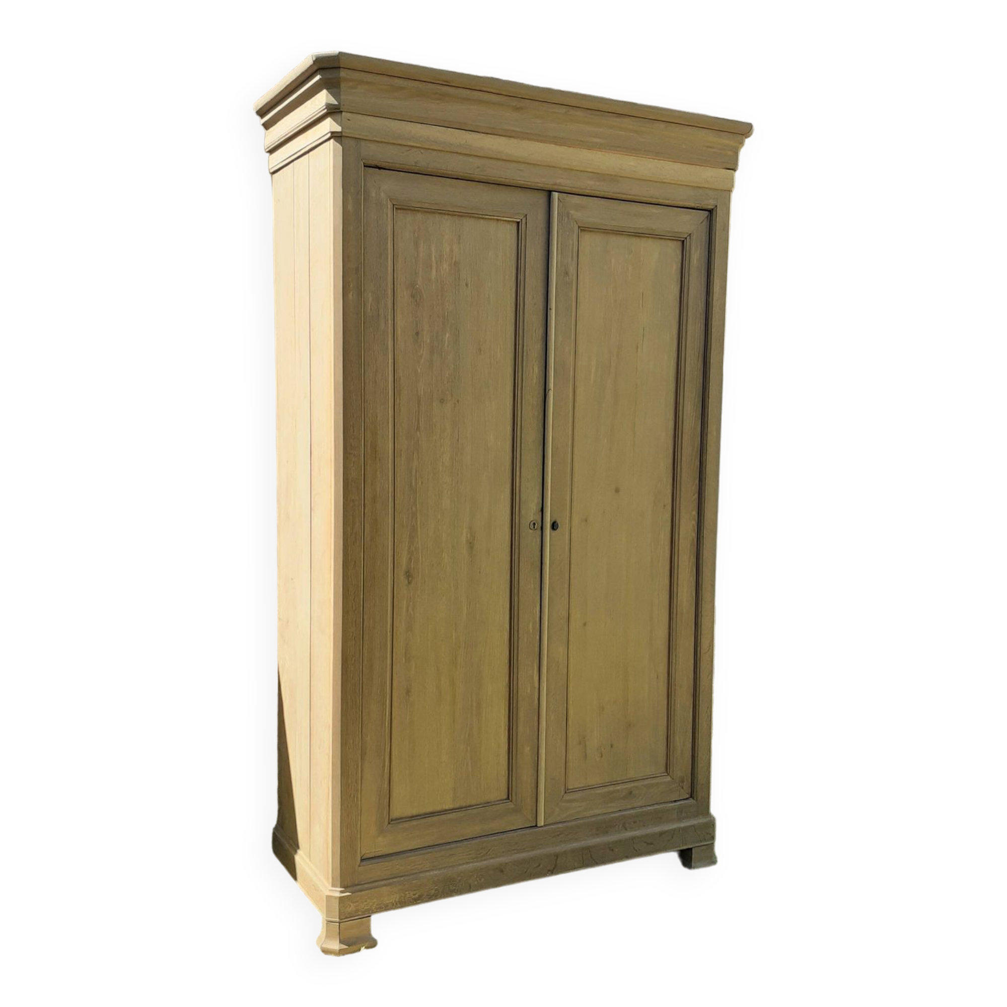 Antique Louis Philippe wardrobe with 2 doors, solid oak, raw wood