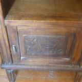 Chevet en bois et marbre rose fleurs ciselés art deco