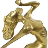 Sculpture de style Art déco femme nue en laiton massif