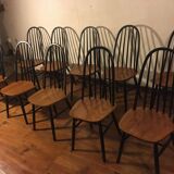 Suite de 10 chaises Ercol modèle quaker années 50